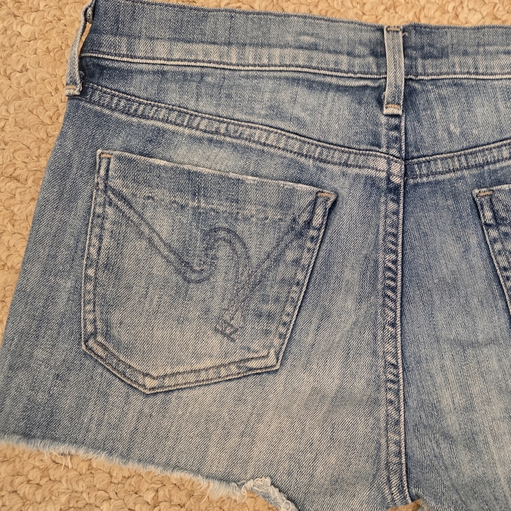 Citizens of Humanity Blue Denim Cut Off Shorts - Picture 5 of 8